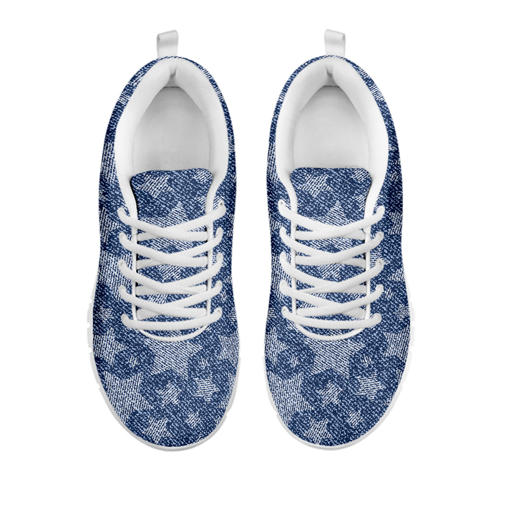 Star Denim Jeans Pattern Print White Sneakers
