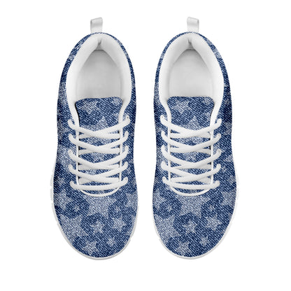 Star Denim Jeans Pattern Print White Sneakers