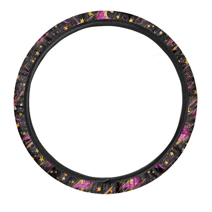 Star Fairy Unicorn Pattern Print Car Steering Wheel Cover