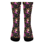 Star Fairy Unicorn Pattern Print Crew Socks