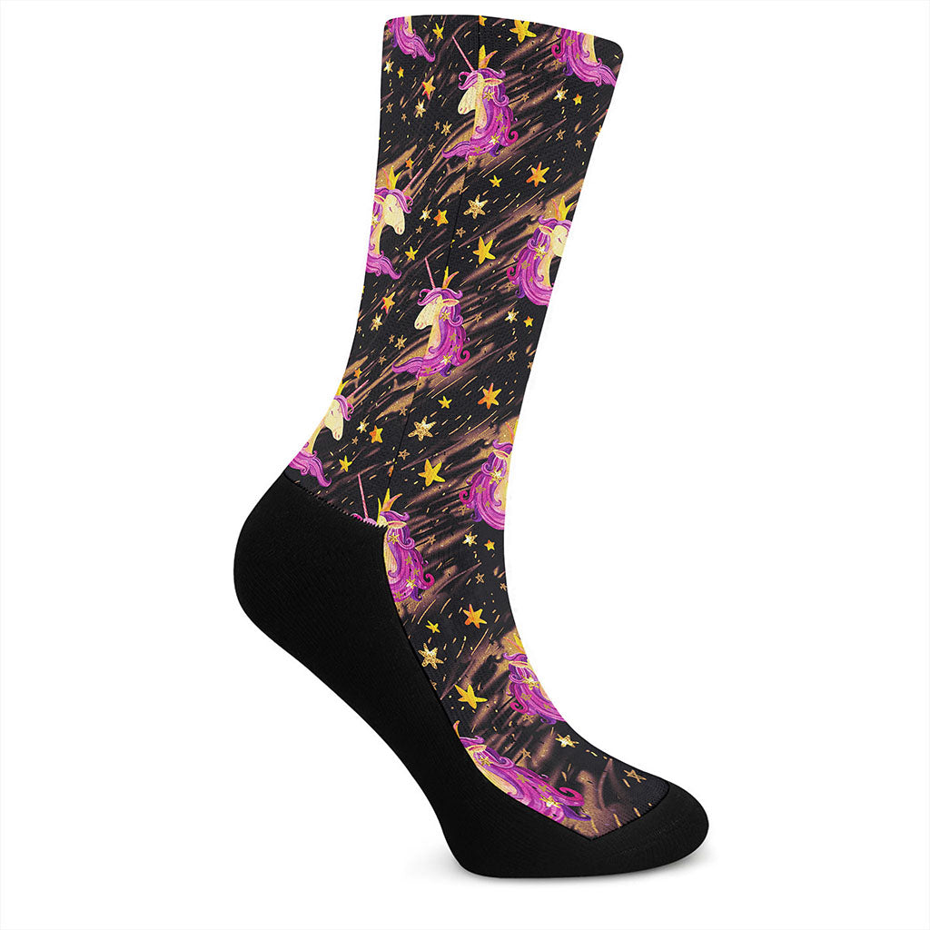 Star Fairy Unicorn Pattern Print Crew Socks