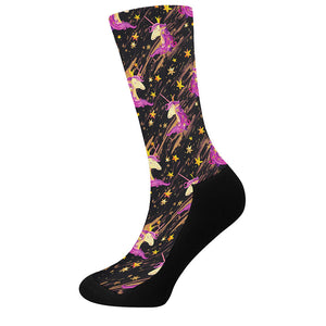 Star Fairy Unicorn Pattern Print Crew Socks