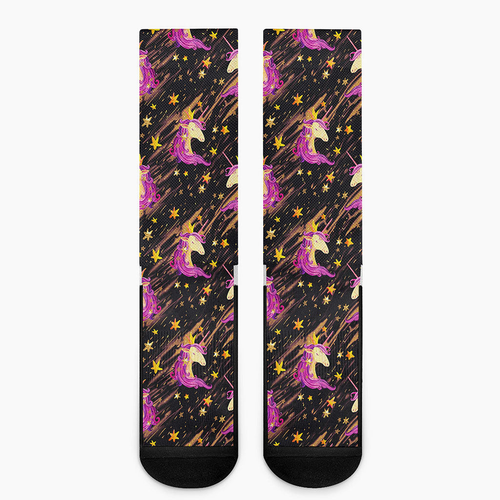 Star Fairy Unicorn Pattern Print Crew Socks