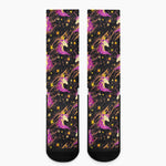 Star Fairy Unicorn Pattern Print Crew Socks