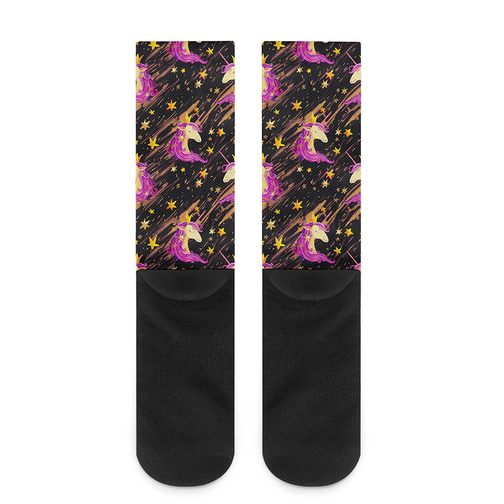 Star Fairy Unicorn Pattern Print Crew Socks