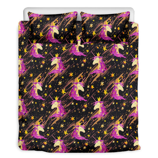 Star Fairy Unicorn Pattern Print Duvet Cover Bedding Set