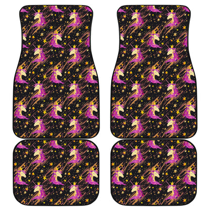 Star Fairy Unicorn Pattern Print Front and Back Car Floor Mats