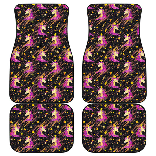 Star Fairy Unicorn Pattern Print Front and Back Car Floor Mats