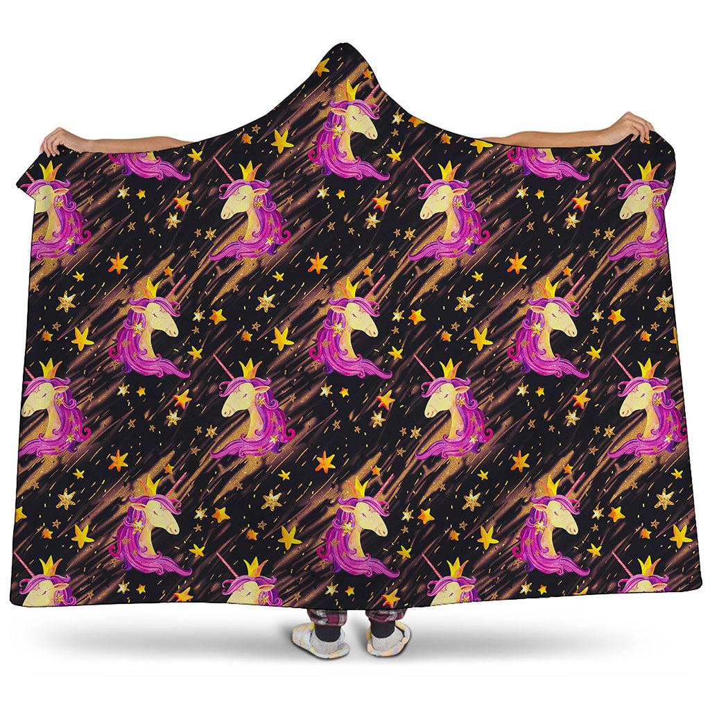 Star Fairy Unicorn Pattern Print Hooded Blanket
