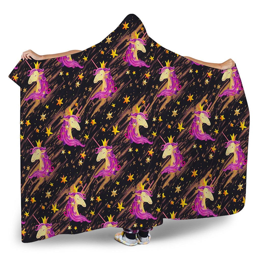 Star Fairy Unicorn Pattern Print Hooded Blanket