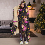 Star Fairy Unicorn Pattern Print Hooded Blanket