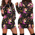 Star Fairy Unicorn Pattern Print Hoodie Dress GearFrost