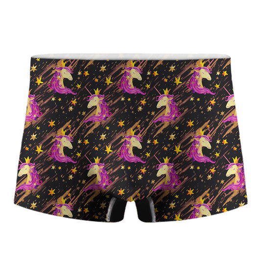 Star Fairy Unicorn Pattern Print Men's Boxer Briefs