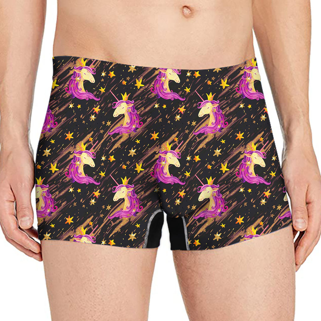Star Fairy Unicorn Pattern Print Men's Boxer Briefs