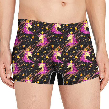 Star Fairy Unicorn Pattern Print Men's Boxer Briefs