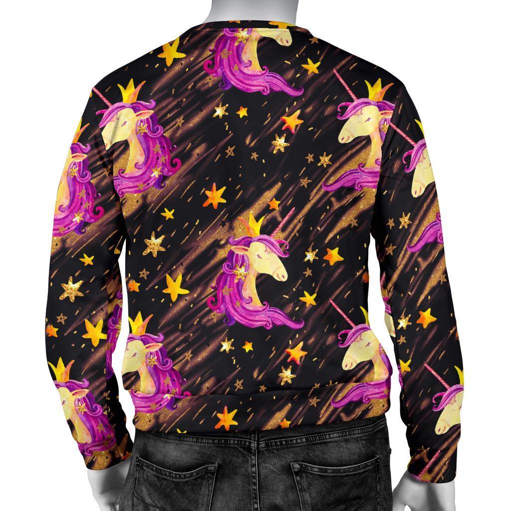 Star Fairy Unicorn Pattern Print Men's Crewneck Sweatshirt GearFrost