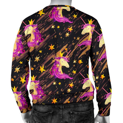 Star Fairy Unicorn Pattern Print Men's Crewneck Sweatshirt GearFrost
