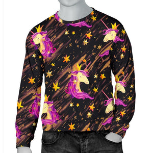 Star Fairy Unicorn Pattern Print Men's Crewneck Sweatshirt GearFrost