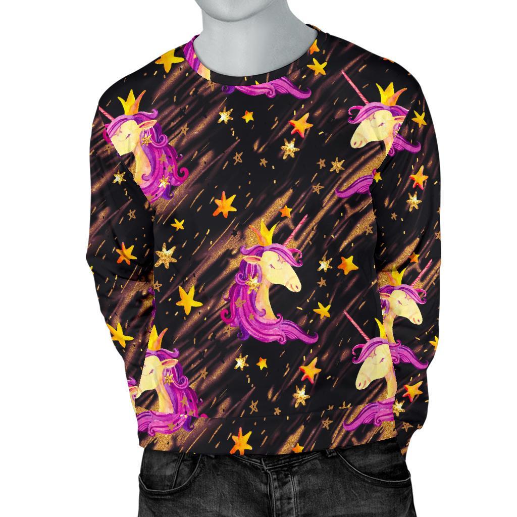 Star Fairy Unicorn Pattern Print Men's Crewneck Sweatshirt GearFrost