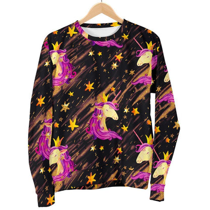 Star Fairy Unicorn Pattern Print Men's Crewneck Sweatshirt GearFrost