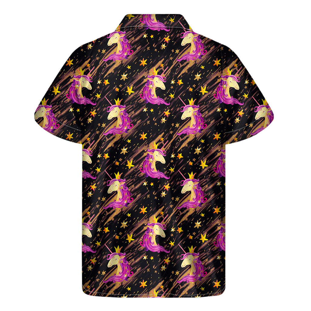 Star Fairy Unicorn Pattern Print Men's Short Sleeve Shirt