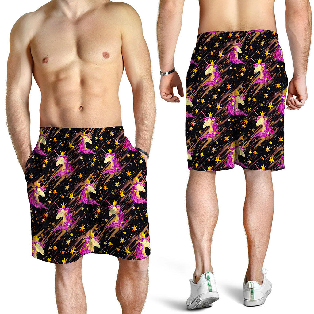 Star Fairy Unicorn Pattern Print Men's Shorts