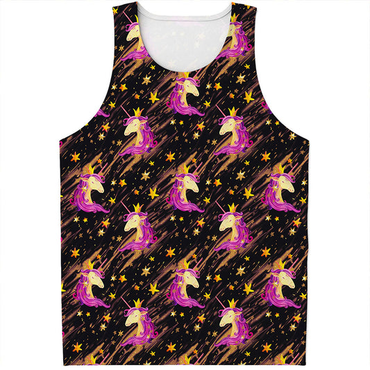 Star Fairy Unicorn Pattern Print Men's Tank Top