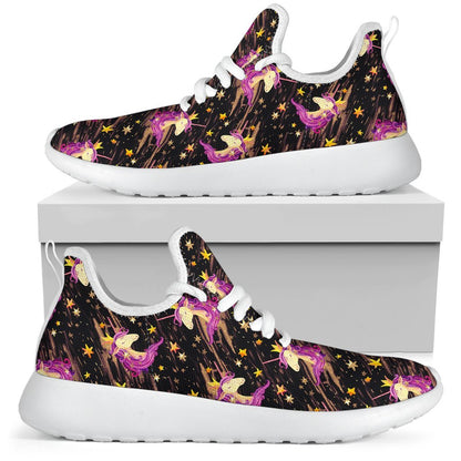 Star Fairy Unicorn Pattern Print Mesh Knit Shoes GearFrost