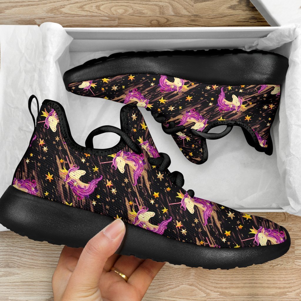 Star Fairy Unicorn Pattern Print Mesh Knit Shoes GearFrost