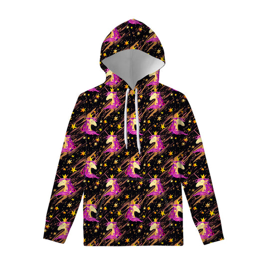Star Fairy Unicorn Pattern Print Pullover Hoodie