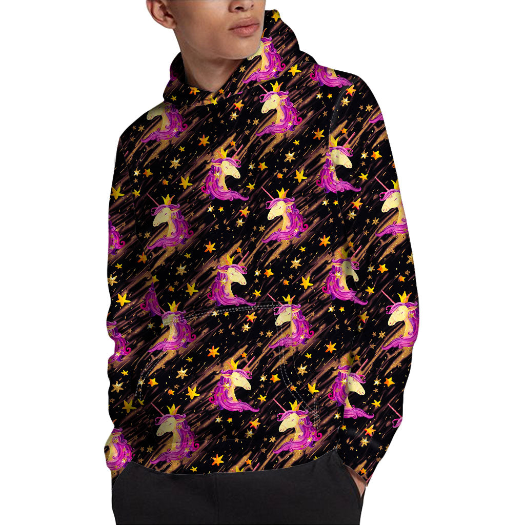 Star Fairy Unicorn Pattern Print Pullover Hoodie