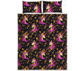 Star Fairy Unicorn Pattern Print Quilt Bed Set