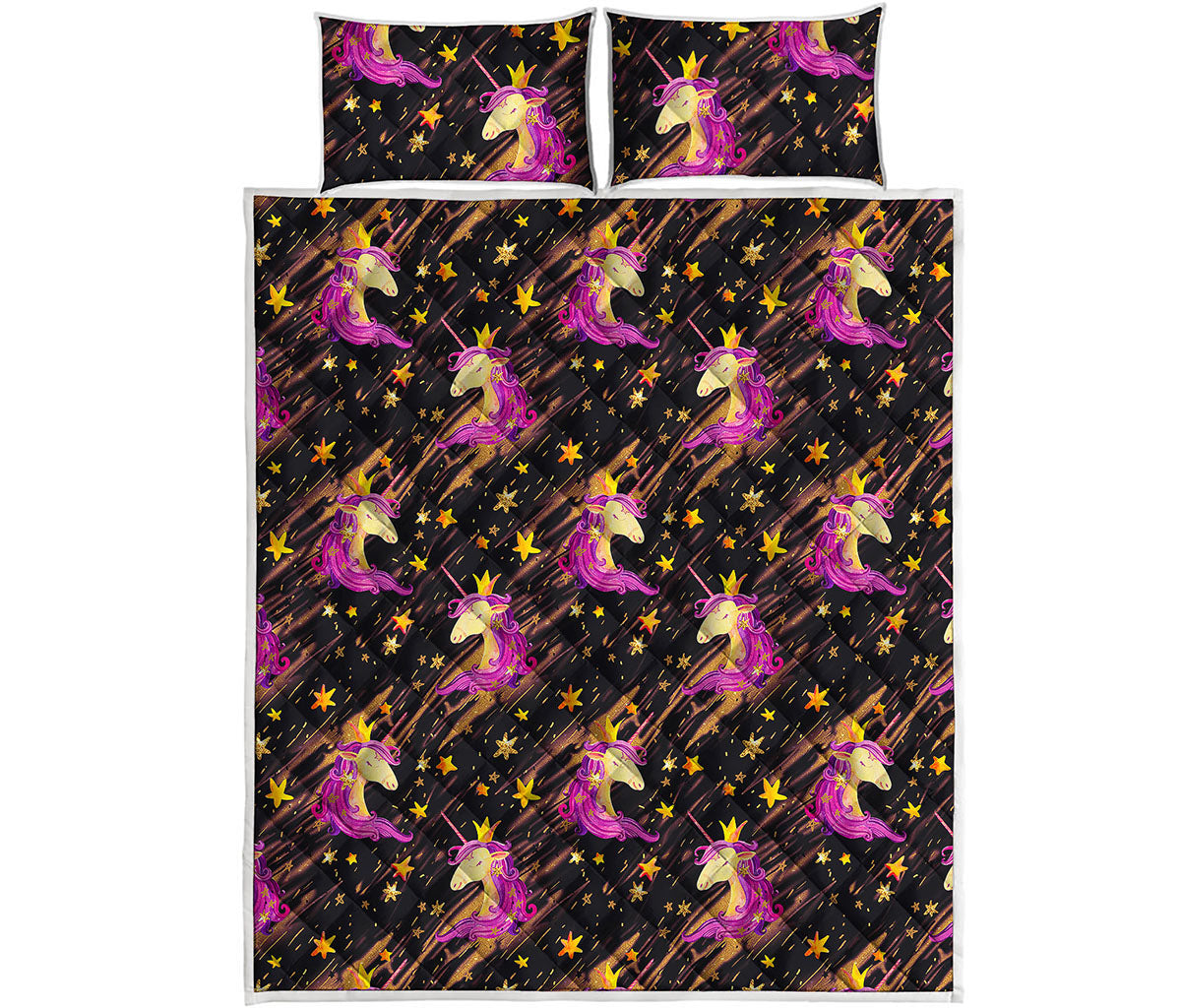 Star Fairy Unicorn Pattern Print Quilt Bed Set