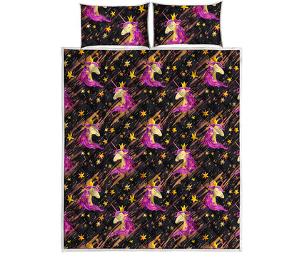 Star Fairy Unicorn Pattern Print Quilt Bed Set