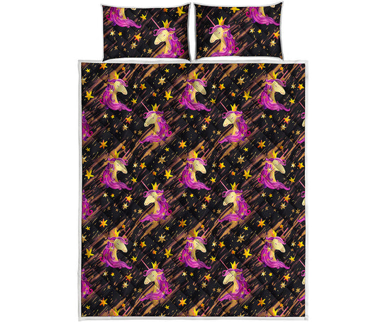 Star Fairy Unicorn Pattern Print Quilt Bed Set