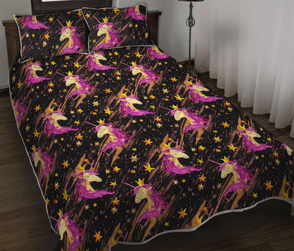 Star Fairy Unicorn Pattern Print Quilt Bed Set
