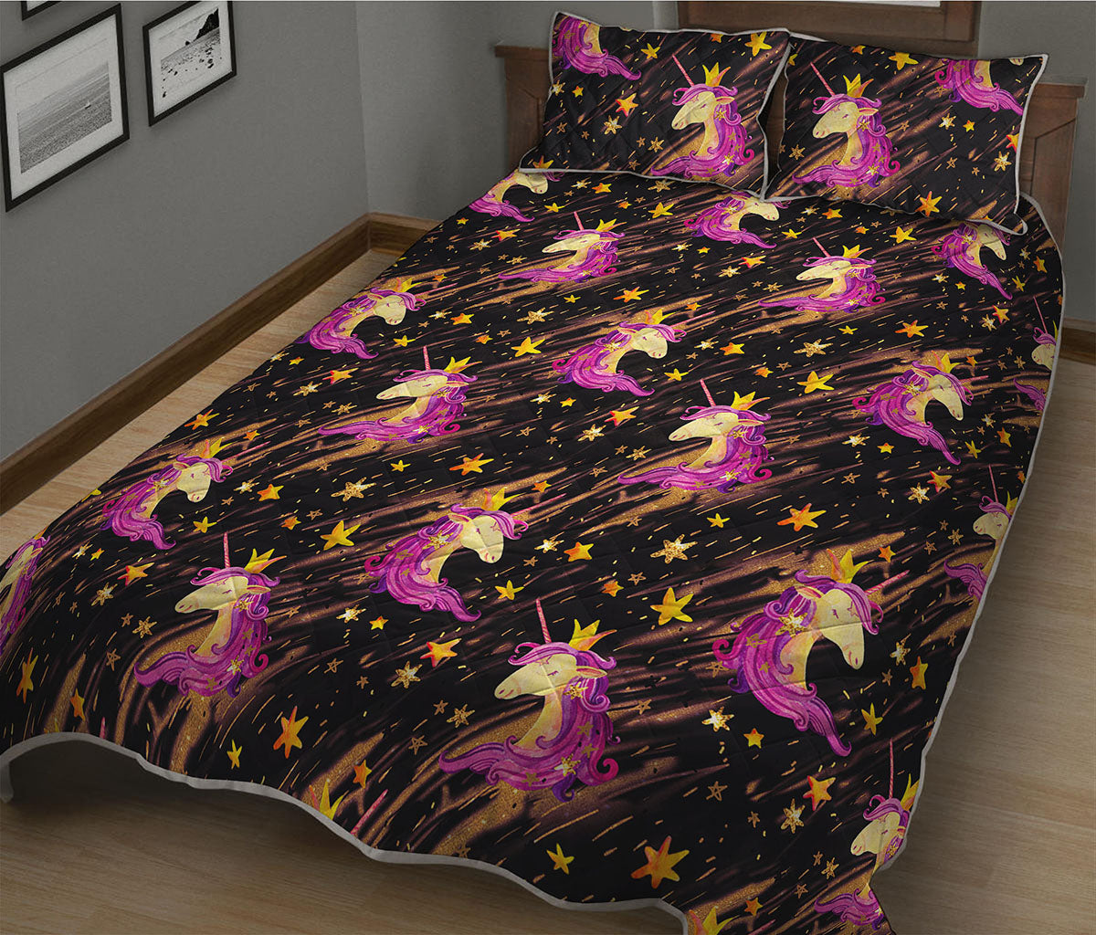 Star Fairy Unicorn Pattern Print Quilt Bed Set