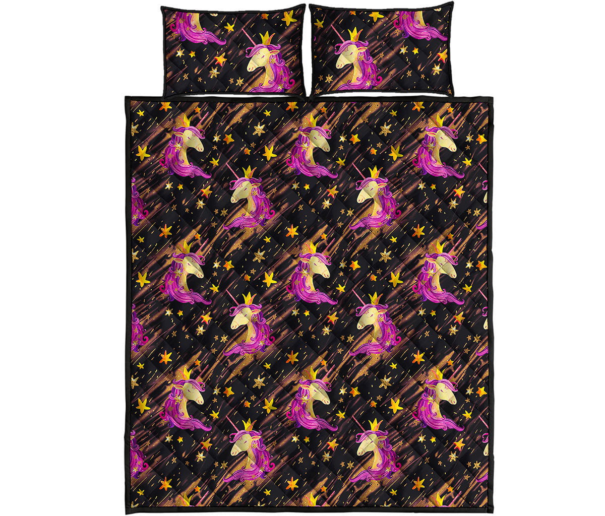 Star Fairy Unicorn Pattern Print Quilt Bed Set