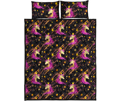 Star Fairy Unicorn Pattern Print Quilt Bed Set