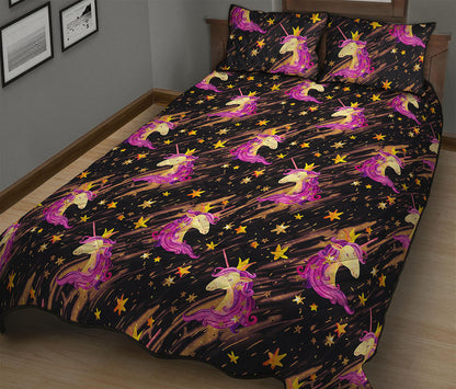 Star Fairy Unicorn Pattern Print Quilt Bed Set