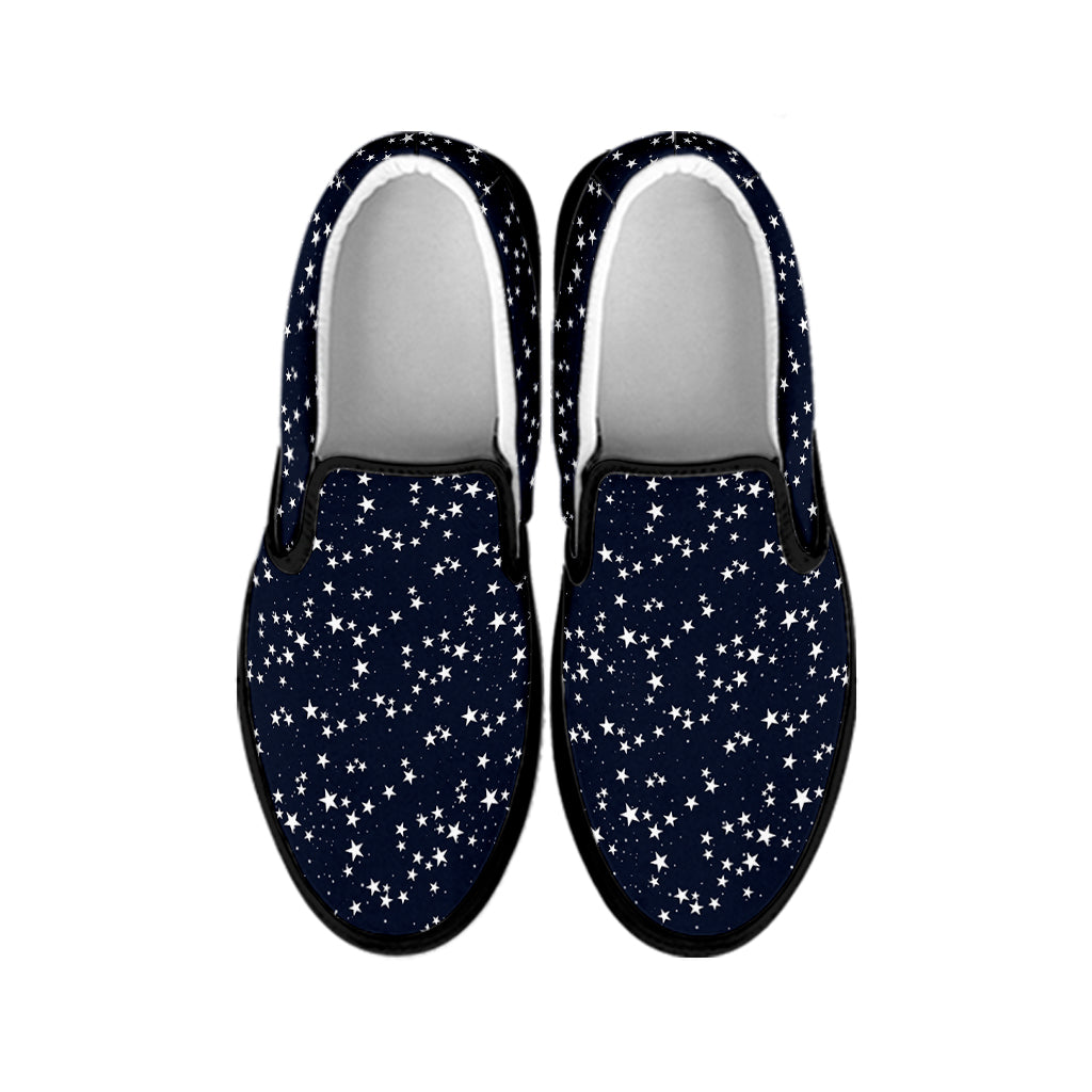 Star Sky Pattern Print Black Slip On Shoes