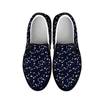Star Sky Pattern Print Black Slip On Shoes