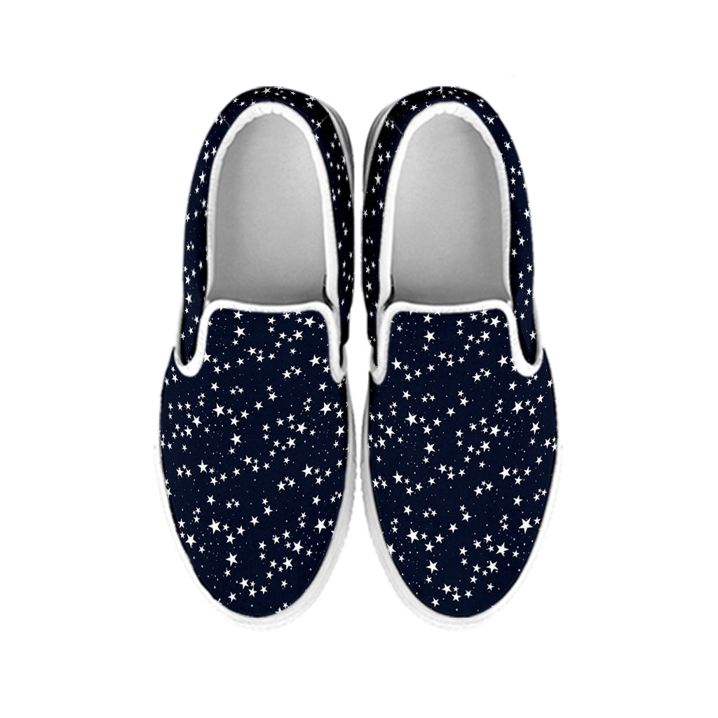 Star Sky Pattern Print White Slip On Shoes