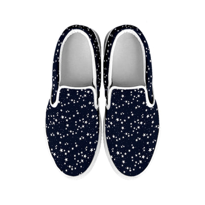 Star Sky Pattern Print White Slip On Shoes