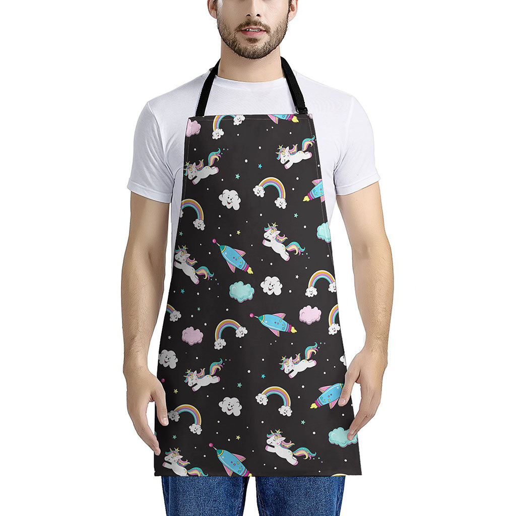 Star Space Unicorn Pattern Print Apron