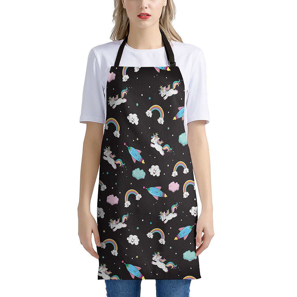 Star Space Unicorn Pattern Print Apron