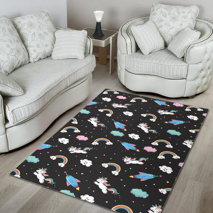 Star Space Unicorn Pattern Print Area Rug GearFrost