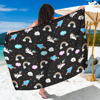Star Space Unicorn Pattern Print Beach Sarong Wrap