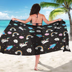 Star Space Unicorn Pattern Print Beach Sarong Wrap