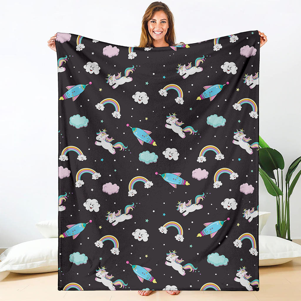 Star Space Unicorn Pattern Print Blanket